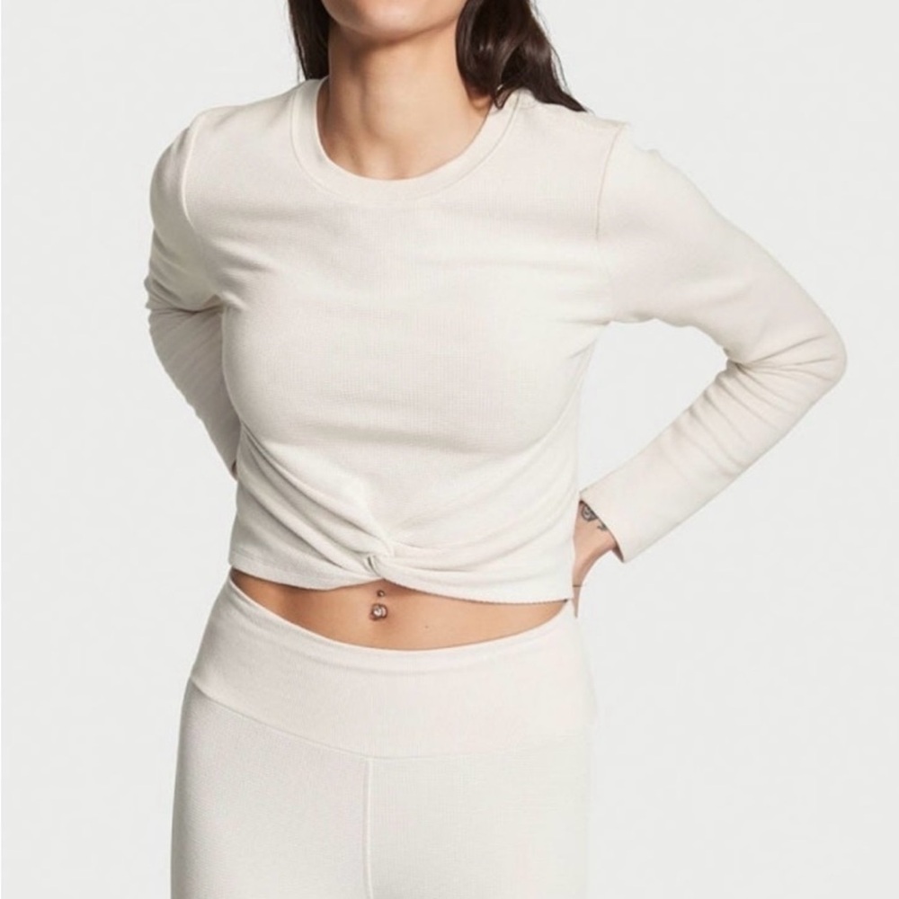 Four pieces included. Victoria’s Secret Double Waffle Knit lounge set.